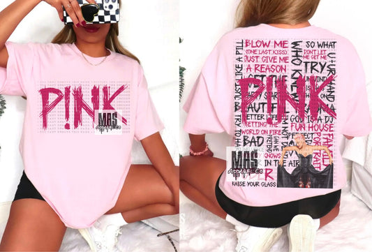 Pink Song Title Tshirt Crewneck